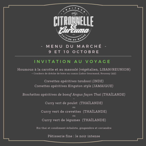 MENU DU MARCHÉ DU 9 ET 10 OCTOBRE - INVITATION AI VOYAGE